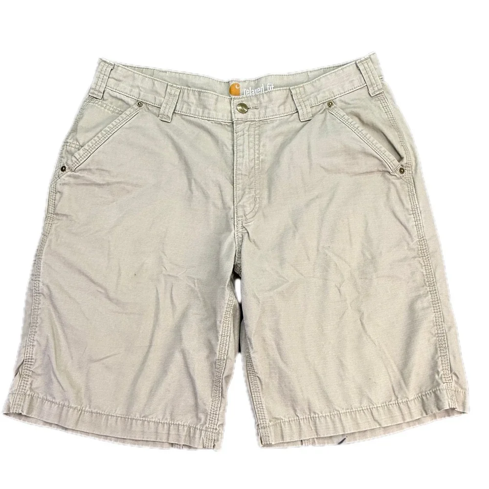 Carhartt Cargo Shorts Mens 34 Tan Relaxed Fit Ripstop Workwear 100240 232
